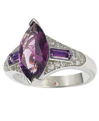Suzy Levian Sterling Silver Cubic Zirconia Brown Marquise Center Stone Ring