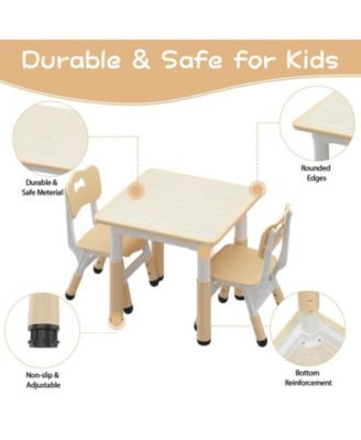 Kids Table and 2 Chairs Set with Graffiti Desktop, Height Adjustable Toddler Table and Chairs Set, 4 in 1 Activity Table Play Table for Reading, Drawing, Playing, Eating