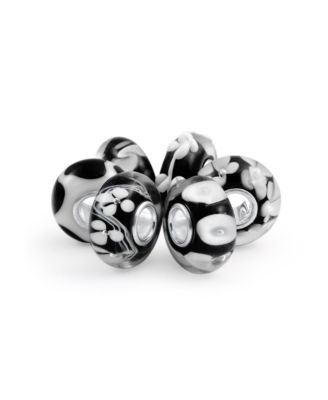 Смешанный набор украшений Bling из 4 или 6 комплектов. Сердцевина из Серебра 925 Пробы, Полупрозрачные Оттенки Белого, Черные Пятна Животных, Золотые вкрапления, Цветочные бусины-шармы из Муранского Стекла, Подходят Для Европейского Браслета Для женщин