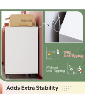 5-Drawer Chest, Wood Storage File Cabinet with Wheels