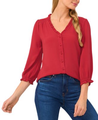 CeCe - Ruffled Button-Front Top