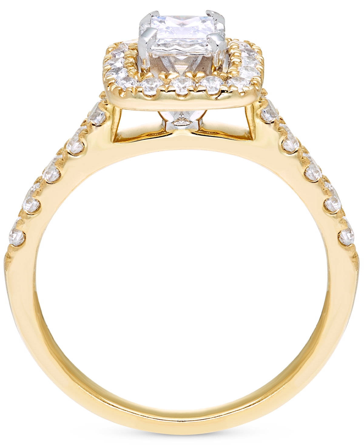 Macy's Diamond Princess Halo Engagement Ring (1 Ct. T.w.) In 14k Gold In Yellow Gold