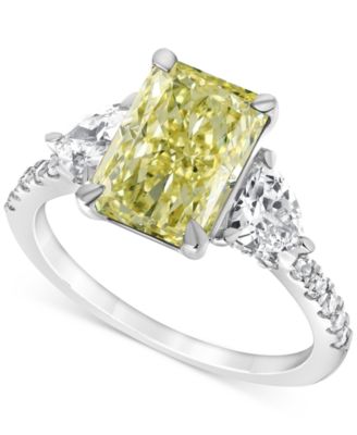 IGI Certified Lab Grown Yellow Diamond Radiant-Cut Bridal Set (3-3/4 ct. t.w.) in 14k White, Yellow or Rose Gold