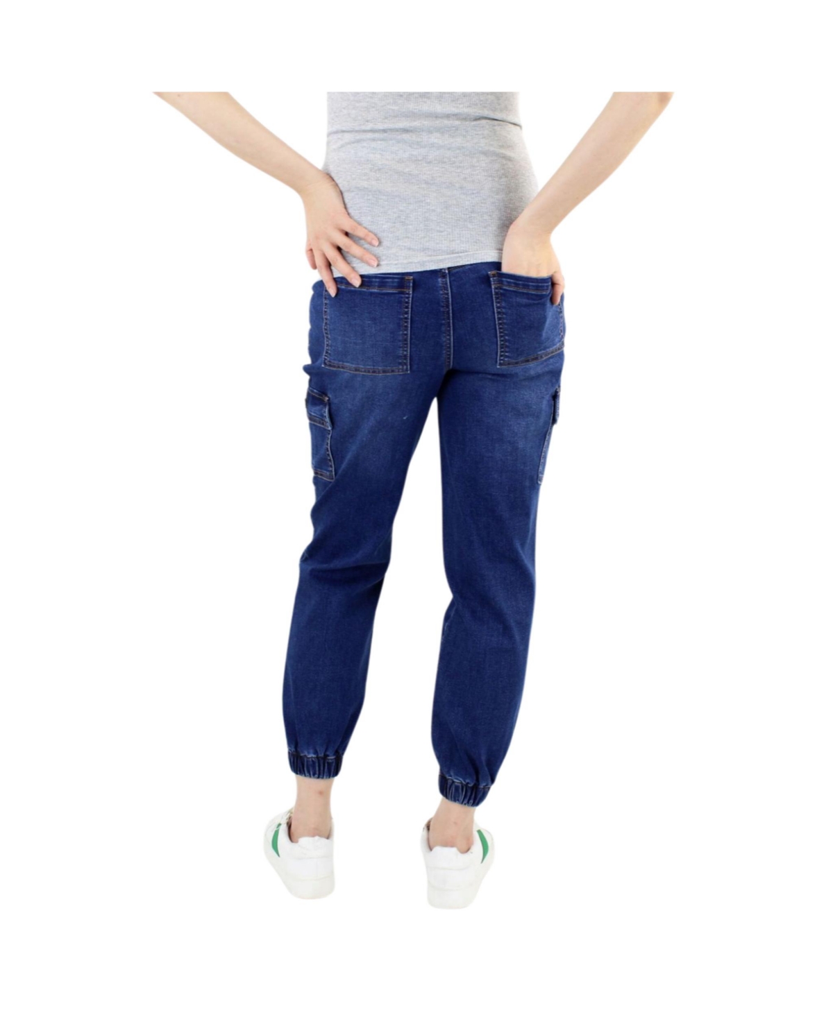 Maternity Denim Cargo Jogger - Dark wash