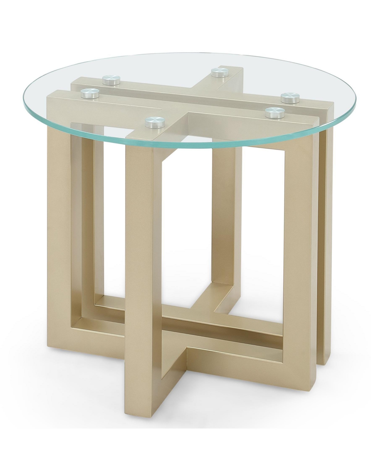 MACY'S EMILA 24" ROUND GLASS MIX AND MATCH END TABLE 