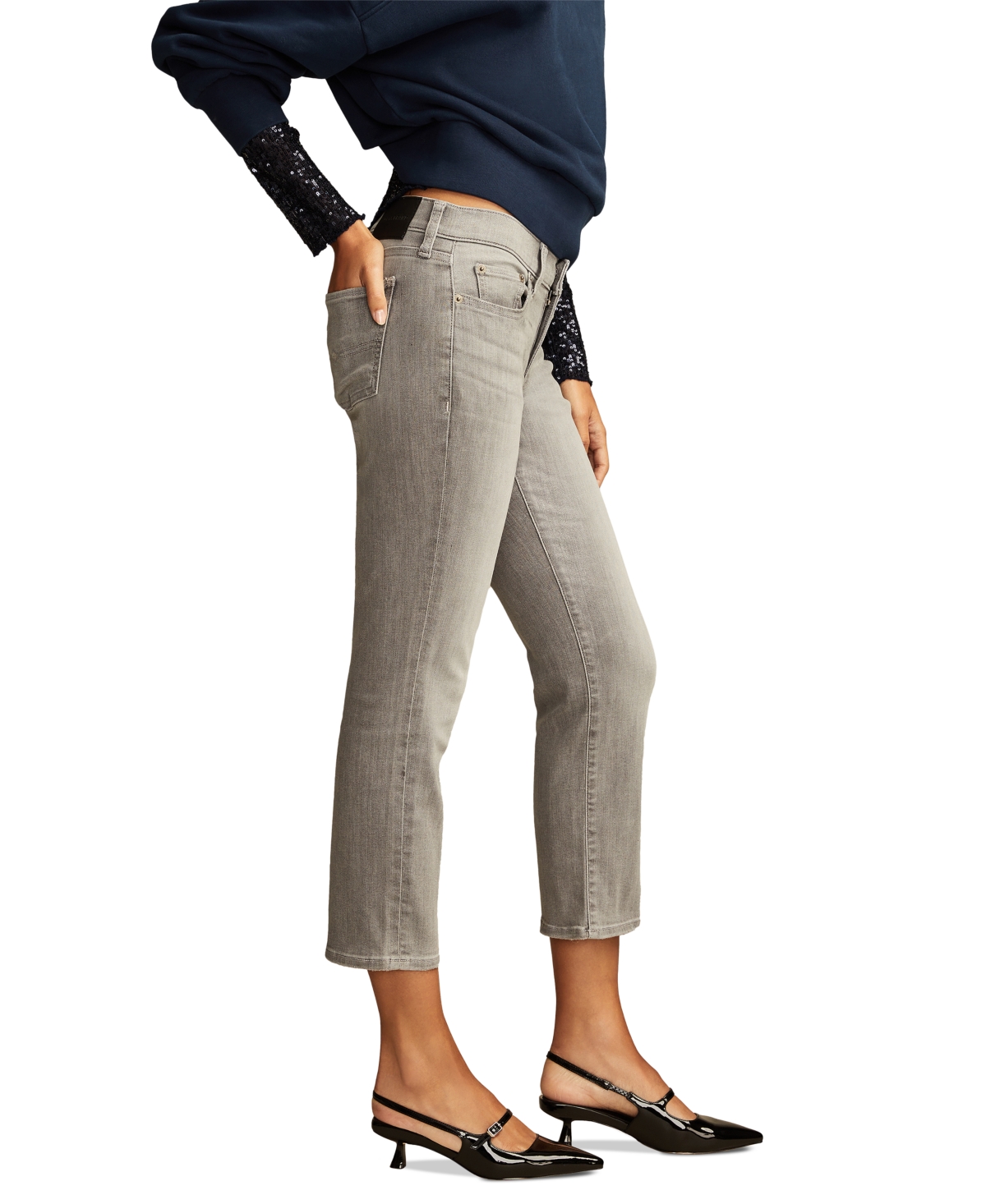 Shop Lucky Brand Women's Sweet Cropped Mid-rise Jeans In Pebble Grey Wash