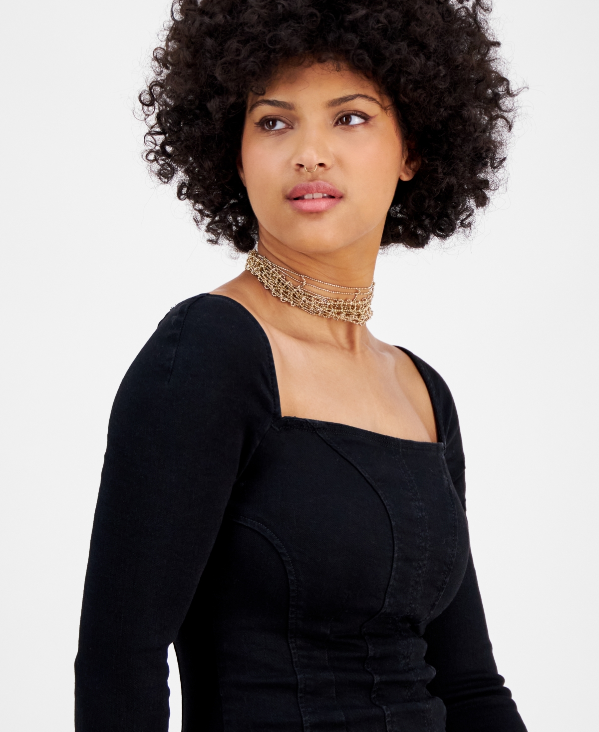 Guess Women's Molly Square-neck Denim Mini Dress In Polar Night