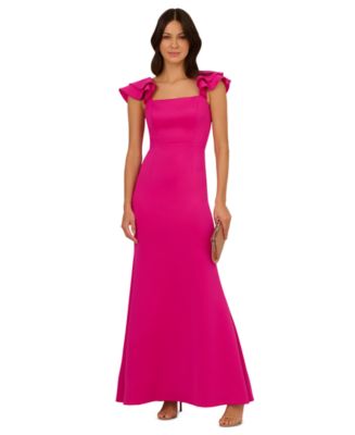 Adrianna Papell Women's Square-Neck Scuba Mermaid Gown - Macy's
