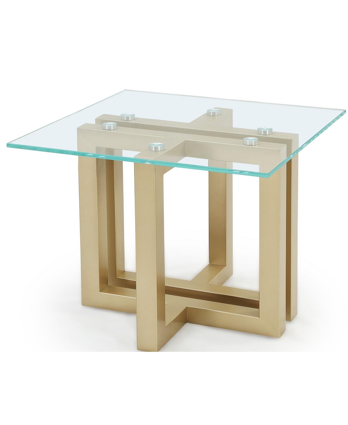 Macy's Emila 24" Square Glass Mix And Match End Table In Clear Glass,champagne