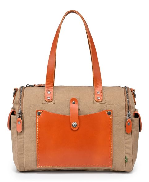 Женская сумка TSD BRAND Super Horse Large Canvas Satchel, цвет: Коричневый