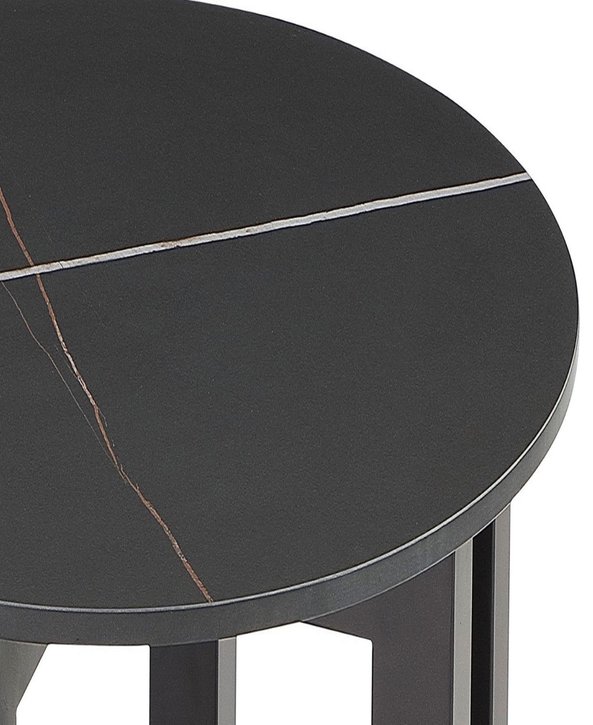 Macy's Emila 24" Round Sintered Stone Mix And Match End Table In Black,gunmetal