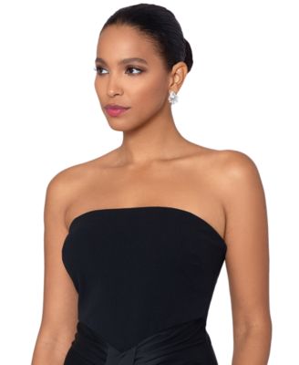 Petite Strapless Drape-Front Satin Gown 