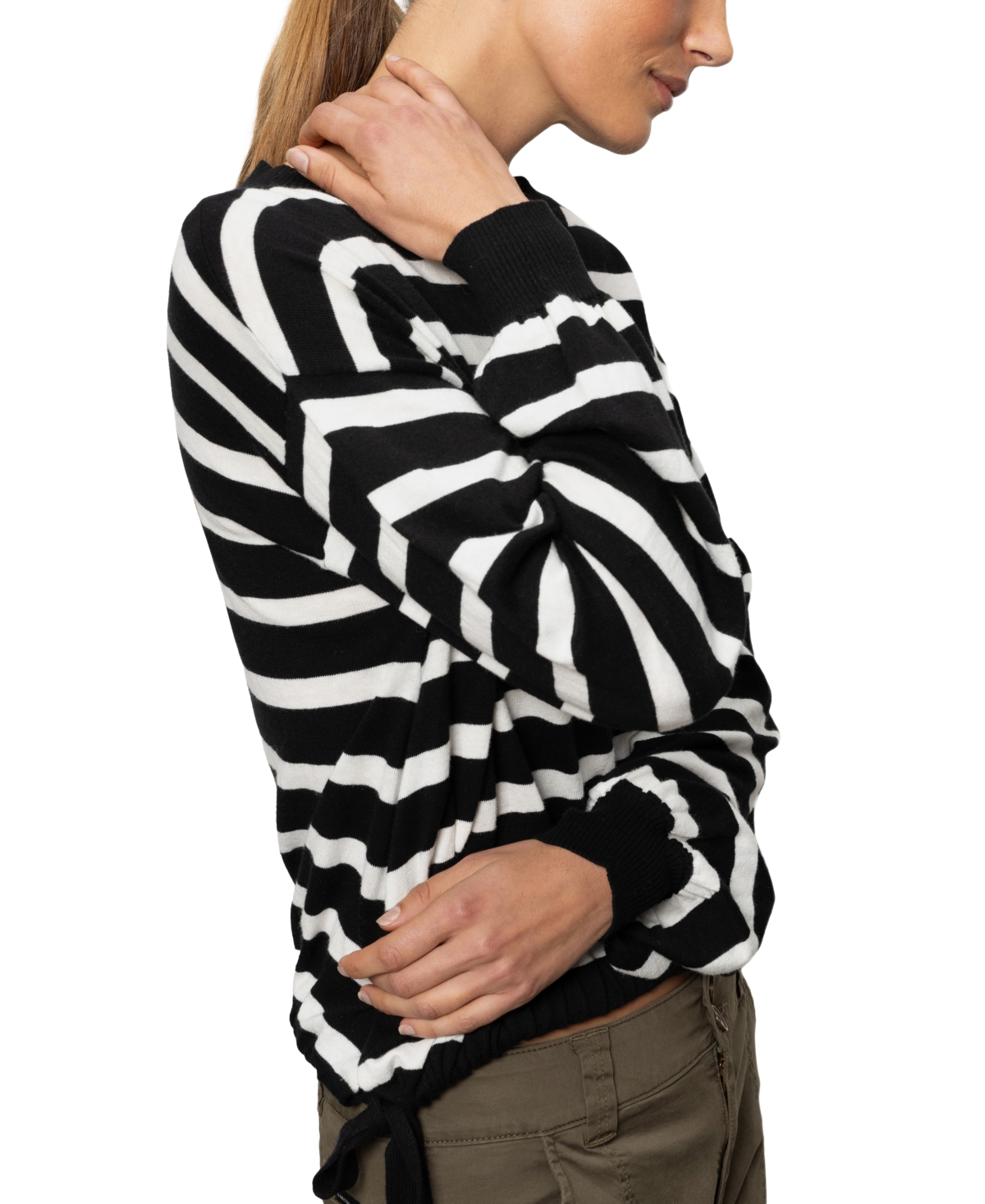 Sanctuary Women's Striped Side-tie Sweater In Black,chalk Stripe