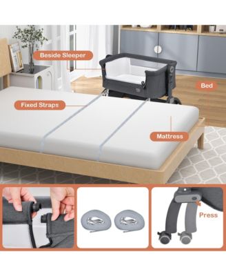 3-in-1 Portable Baby Bassinet Bedside Sleeper Cradle with Mattress& Storage Basket