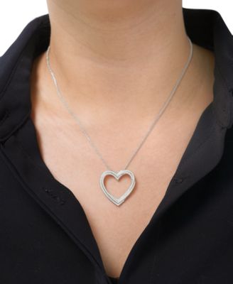 Diamond Open Heart Pendant Necklace (1/2 ct. t.w.) in Sterling Silver, 18" + 2" extender, Created for 