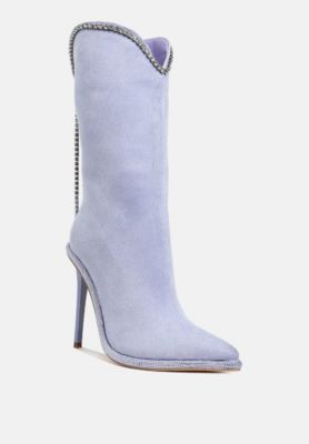 Womens Ashipa Diamante Chain Detail Calf Boots