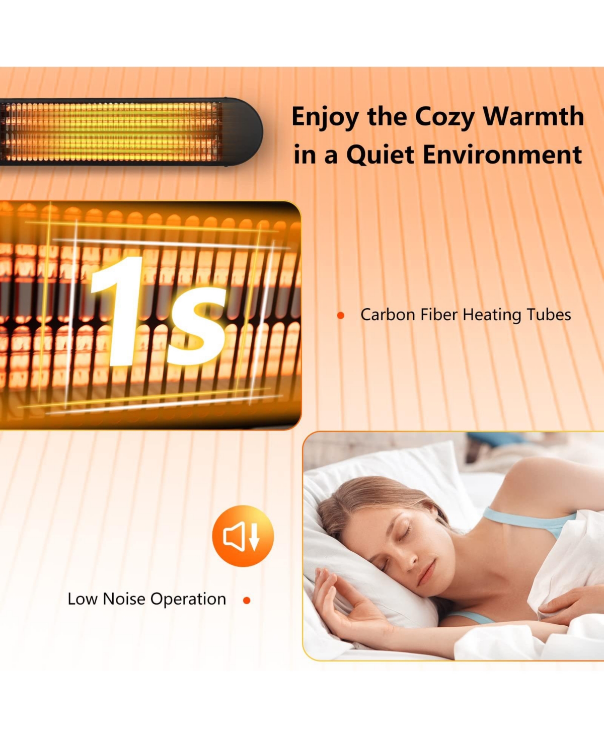 Sugift 750W/1500W Wall Mounted Infrared Heater with Remote Control