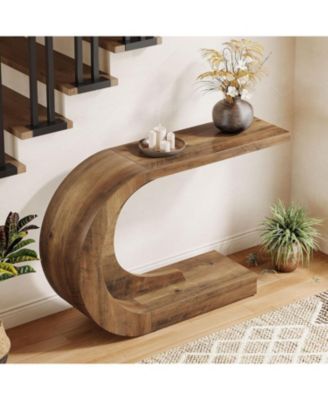   43.3"   Engineered Wood   C-Shaped, Mid-Century Modern, Compact, Heavy-Duty   Console Table