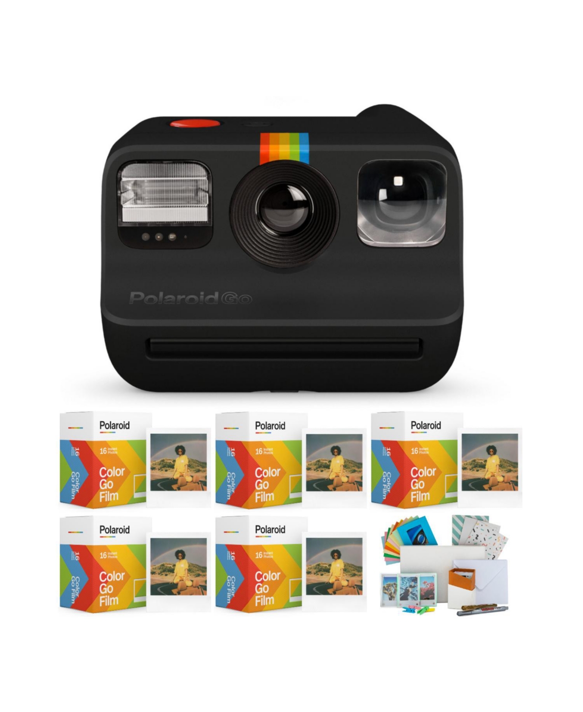 Polaroid Go Instant Camera with 5 Double Packs and Everything PhotoBox - Black