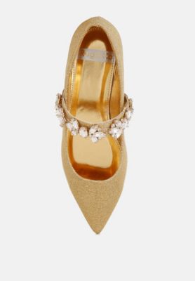 Womens Flavia Diamante Brooch Glitter Ballerinas