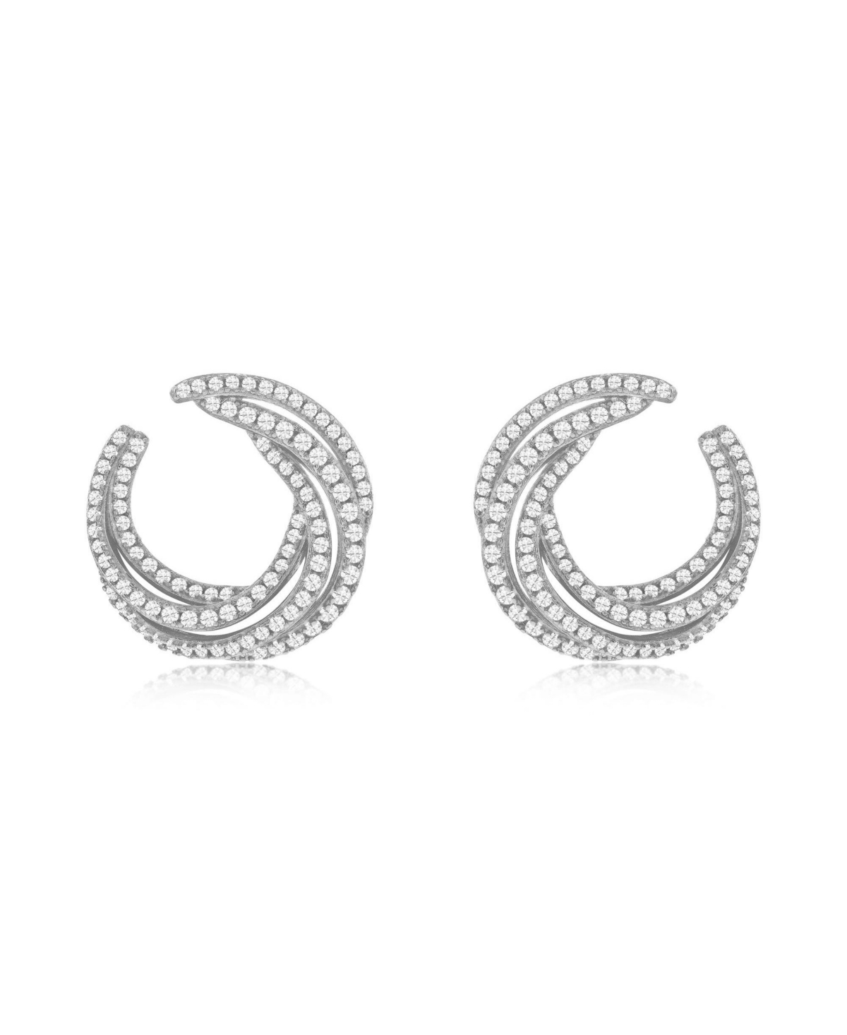 Suzy Levian New York Suzy Levian Sterling SilverCubic Zirconia Open Circle Pave Earrings - White