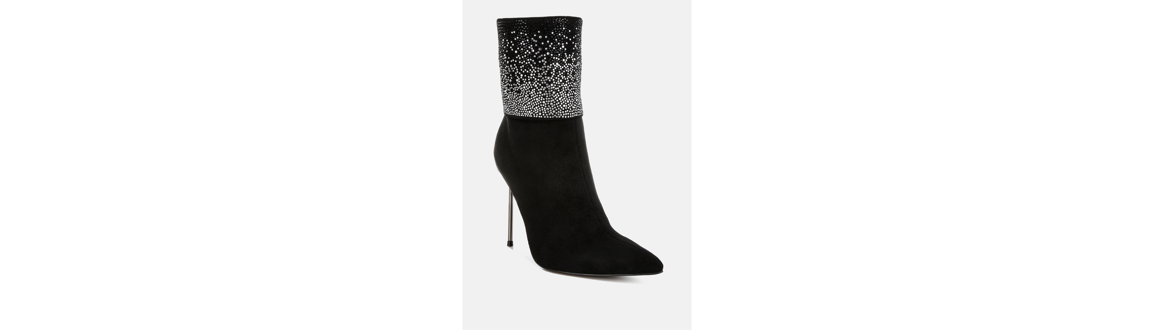 Podstar Rhinestones Embellished Foldover Boots