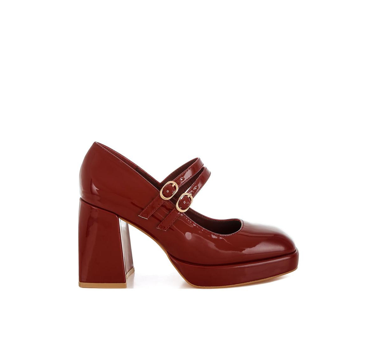 London Rag Sonata Double Strap Mary Jane Sandals - Dark-red