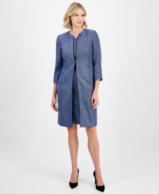 Kasper - Piping-Trim Tweed Topper Jacket