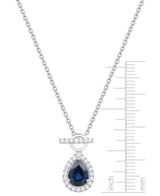 Emerald (1 ct. t.w.) & Diamond (1/4 ct. t.w.) Pear Halo Toggle 18" Pendant Necklace in 14k Gold (Also available in Ruby & Sapphire