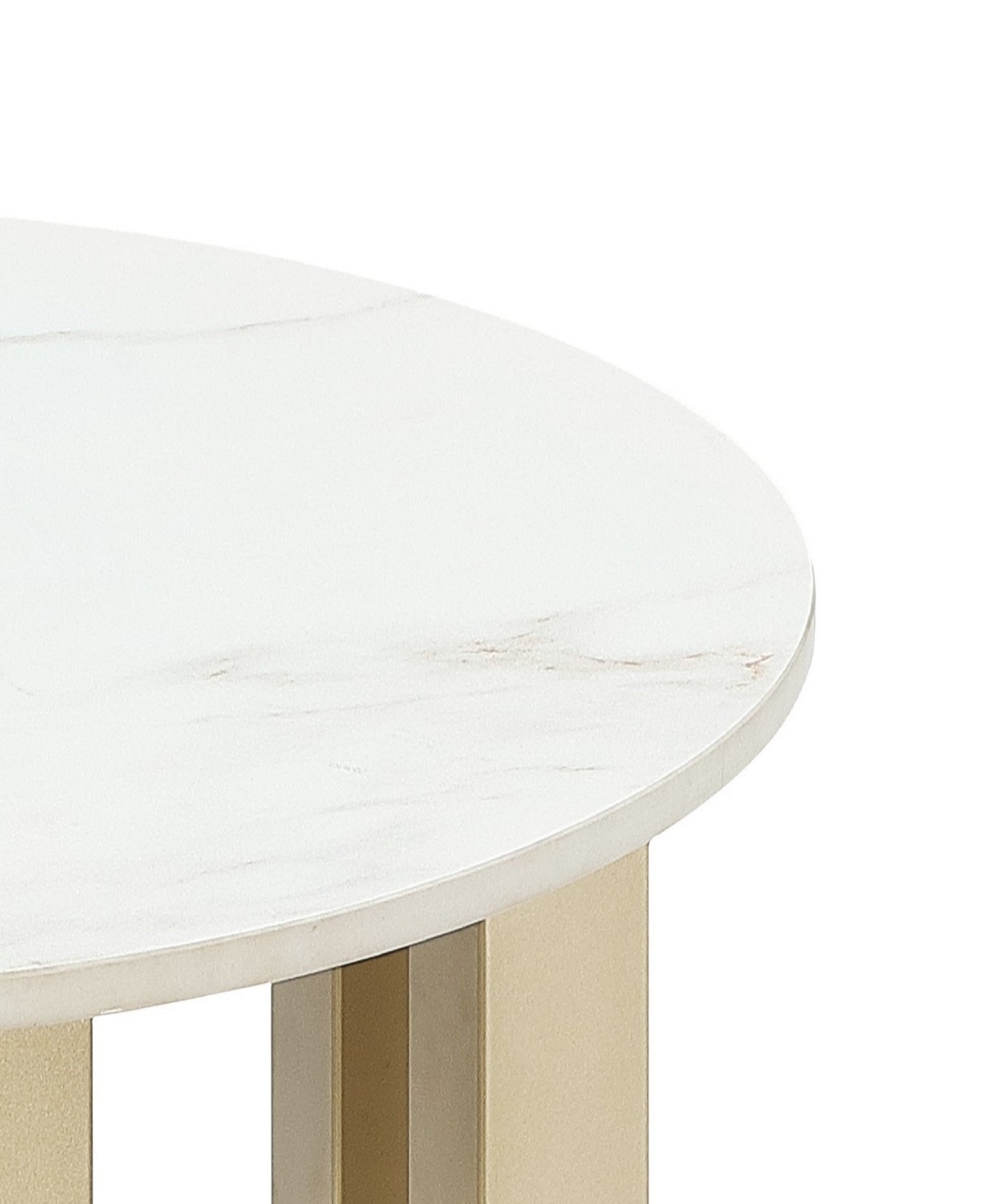Macy's Emila 24" Round Sintered Stone Mix And Match End Table In Stone White,champagne