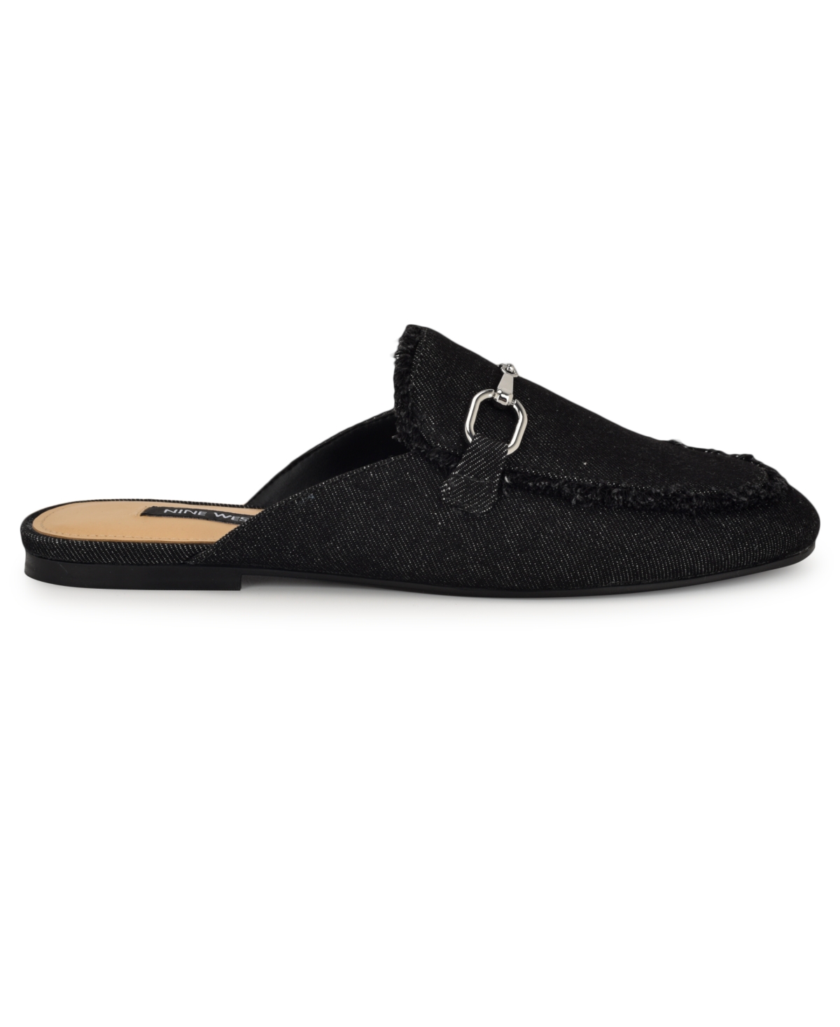 Shop Nine West Women's Bivey Frayed Slip-on Mules In Black Denim
