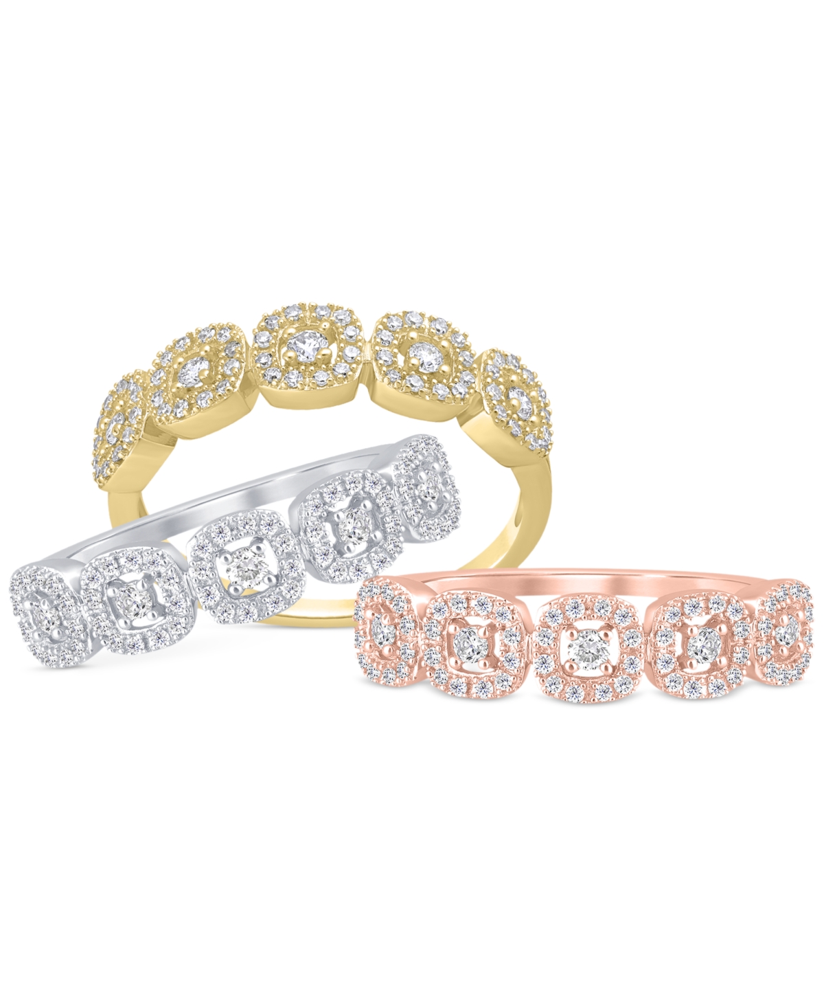 Diamond Halo Cluster Ring (1/4 ct. t.w.) in 10k Yellow, White or- Rose Gold