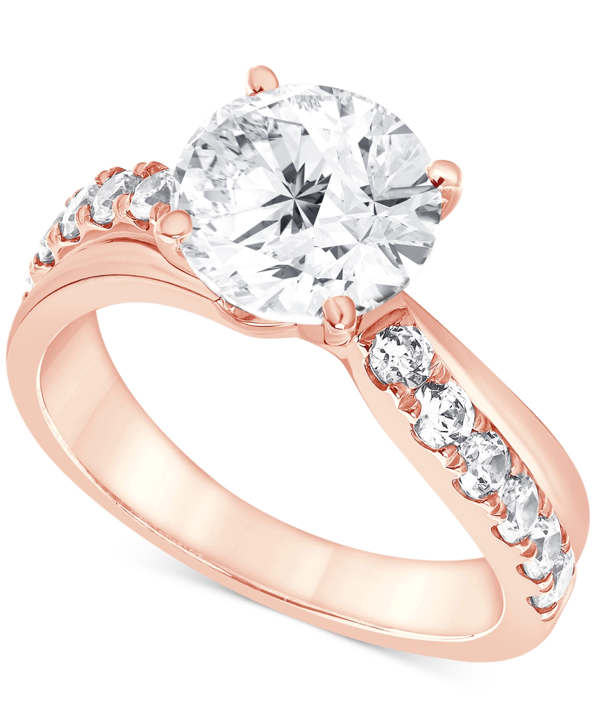 Badgley Mischka Igi Certified Lab Grown Diamond Engagement Ring (3 Ct. T.w.) In 14k Yellow, White Or Rose Gold In Rose Gold