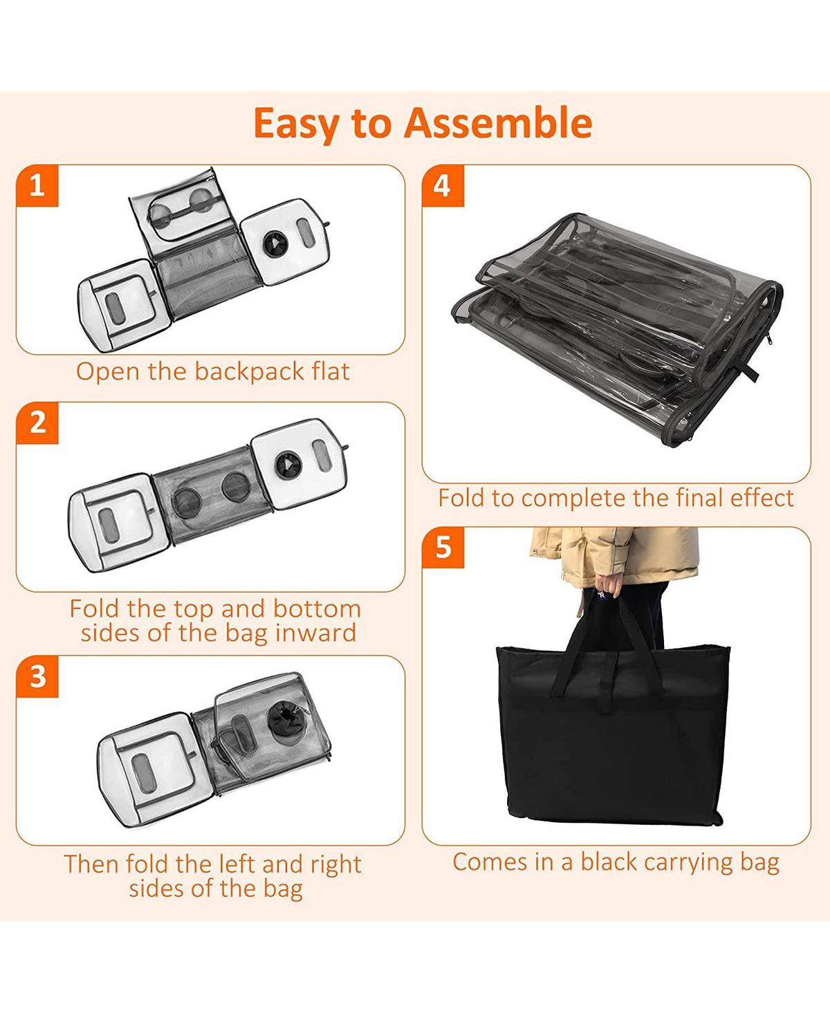 Slickblue Foldable Pet Dryer Cage Transparent Pvc Drying Box for Cats and Dogs, Hands-Free Design - Clear