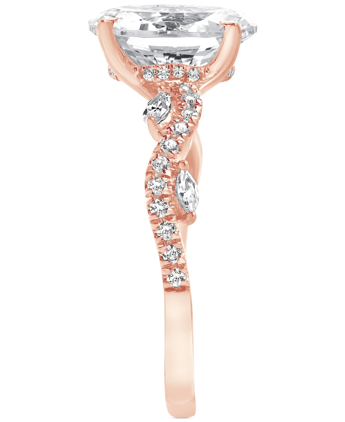 Badgley Mischka Igi Certified Lab Grown Diamond Oval Engagement Ring (3-1/5 Ct. T.w.) In 14k Yellow, White Or Rose G In Rose Gold