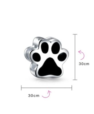Black Paw Print Charm Bead Pet Lovers Bracelet