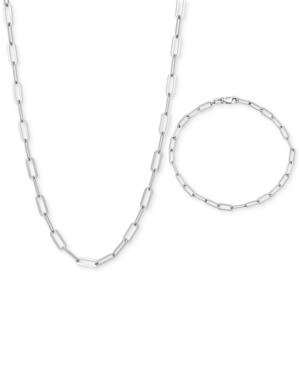 Giani Bernini 2-pc. Set Paperclip Link Chain Necklace & Matching Bracelet, Created For Macy's In Silver