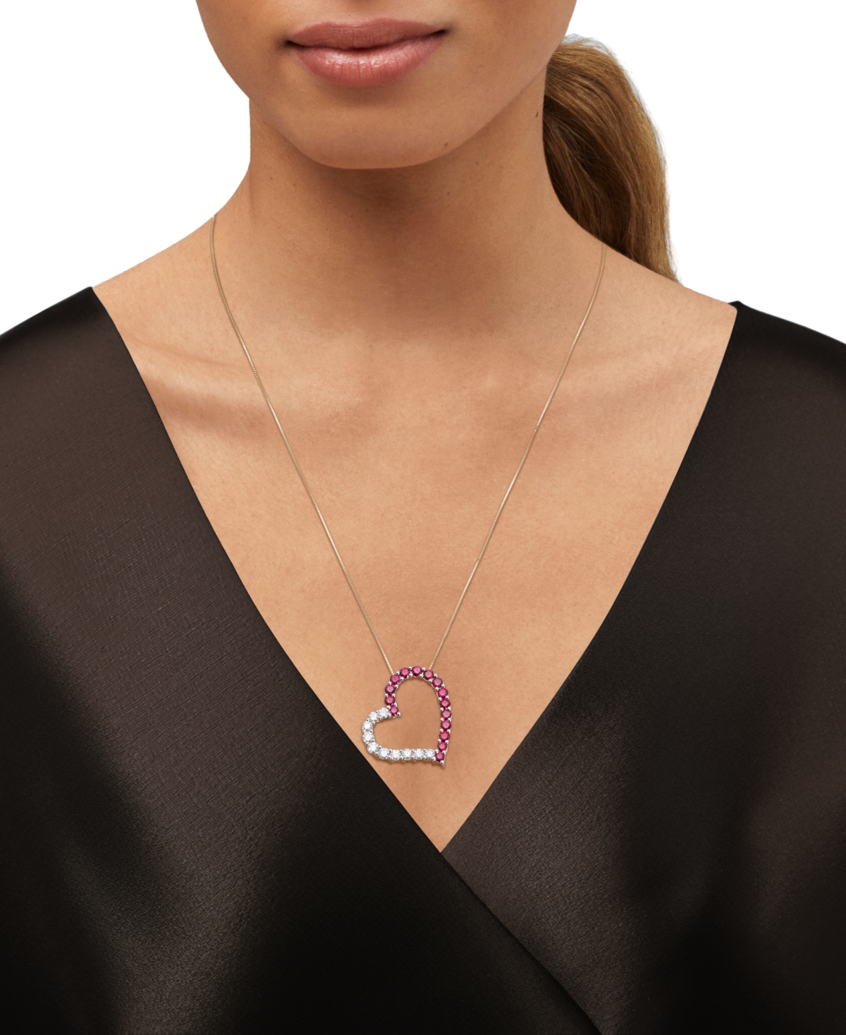 Grown With Love Lab Grown Ruby (2 Ct. T.w.) & Lab Grown Diamond (1 Ct. T.w.) Heart 18" Pendant Necklace In 14k Gold In Ruby