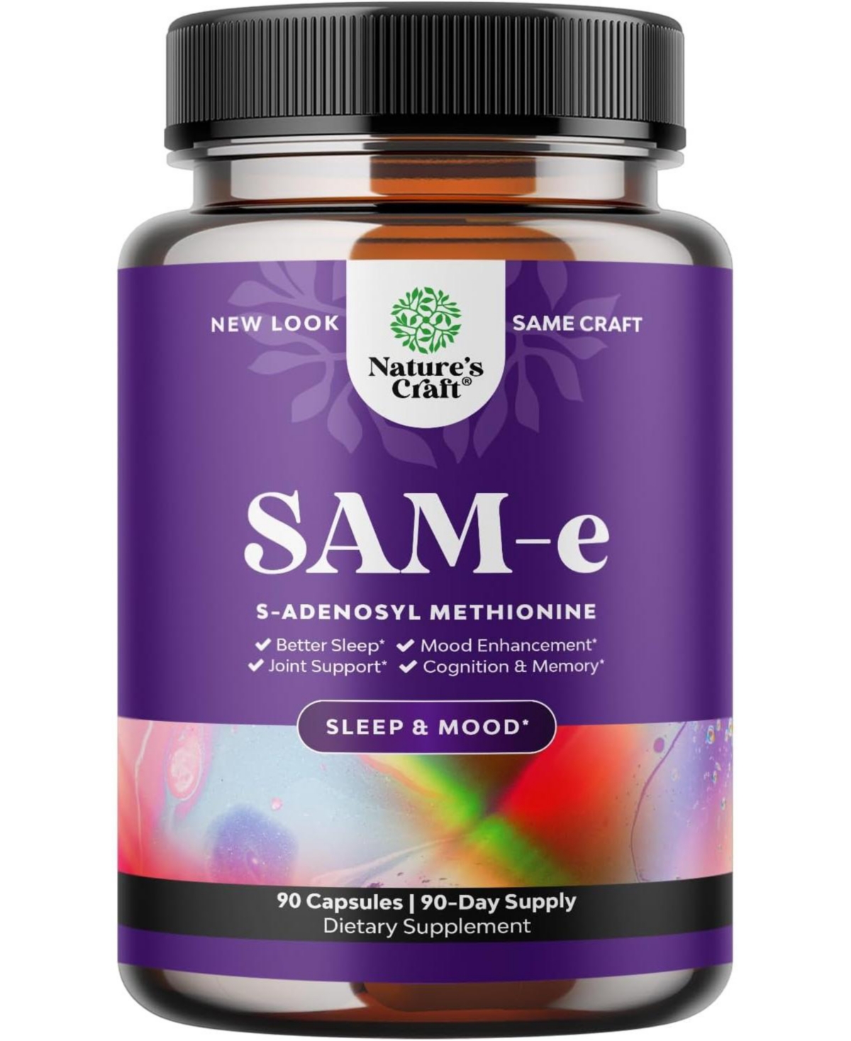 Sam-e 200 mg Capsules, S-Adenosyl Methionine Supplement for Natural Relaxing Mood Boost Brain Support and Liver Detox Cleanse, Nature's