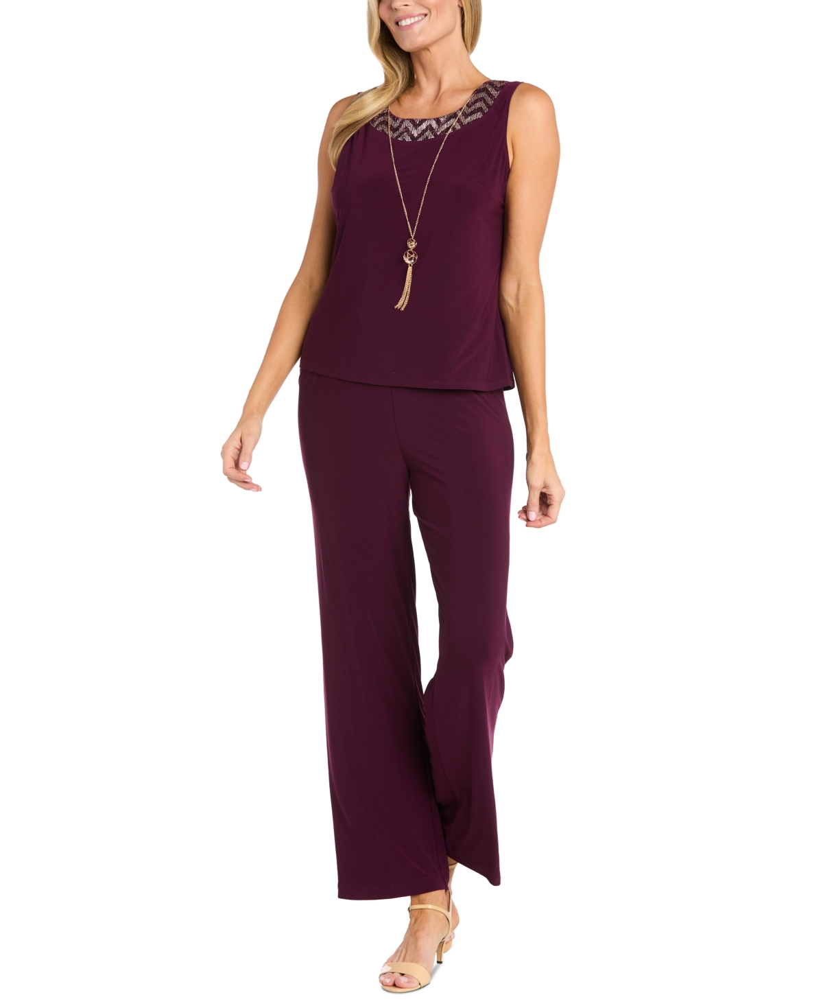 R & M Richards Women's 3-Pc. Jacket, Top & Pants Set -gold