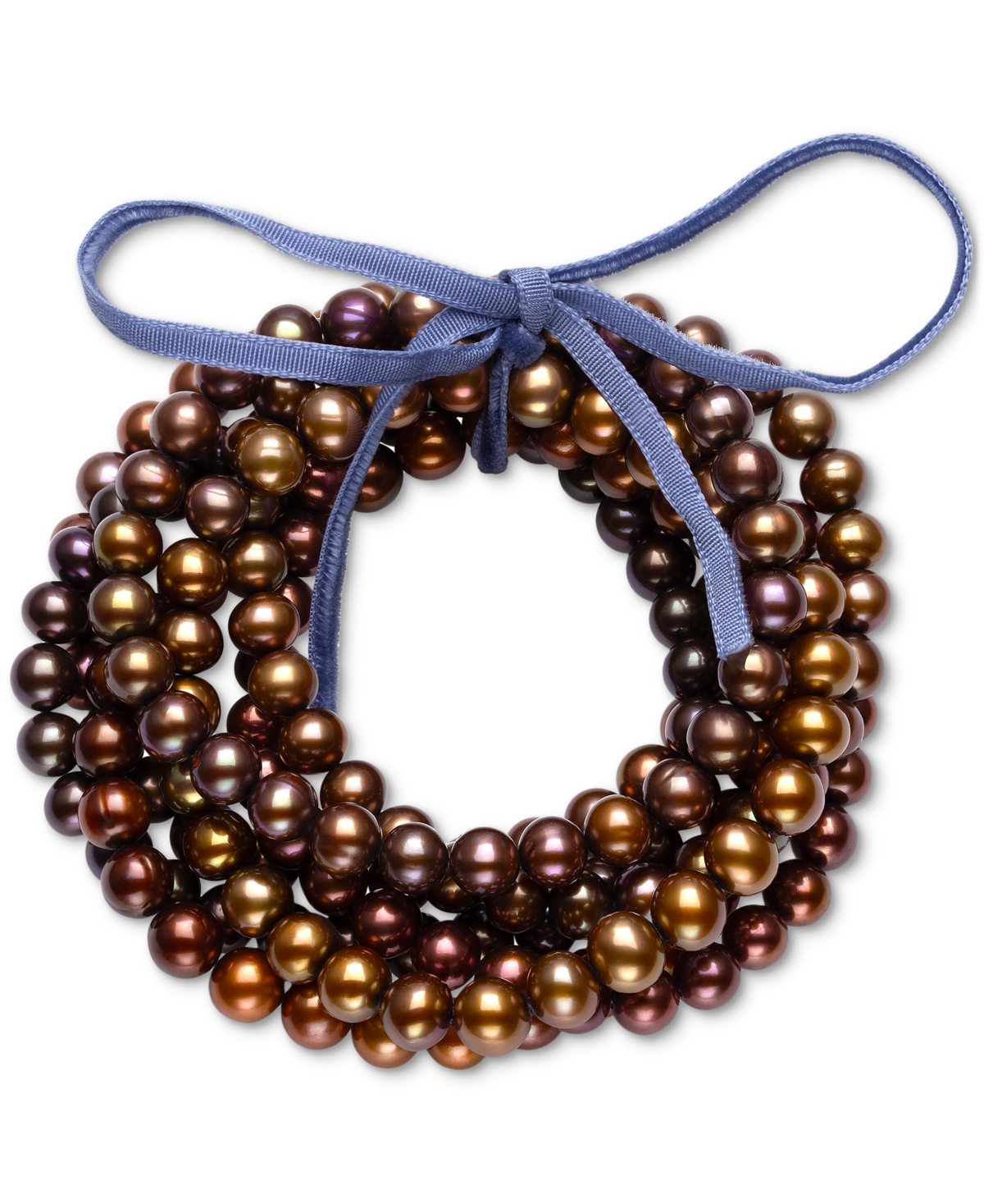 Shop Belle De Mer 7-pc. Set Dyed Chocolate Cultured Freshwater Baroque Pearl (6-7mm) Stretch Bracelets