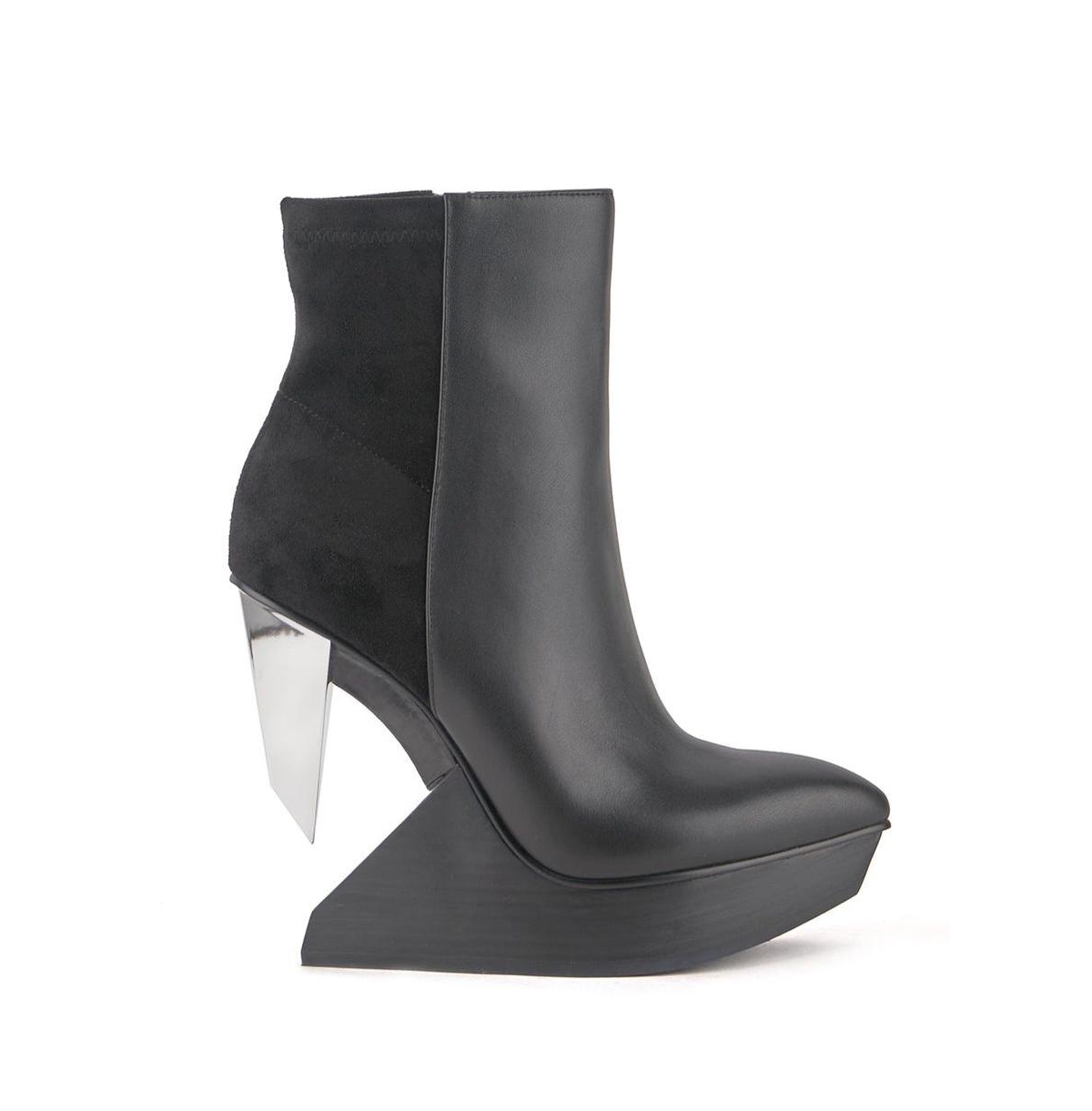 United Nude Womens Edge Bootie - Black + silver