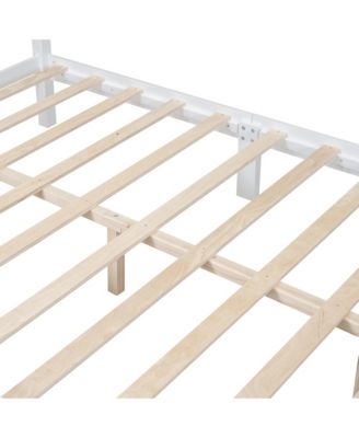 Full Size Wood Platform Bed Frame Retro Style Platform Bed with Wooden Slat Support