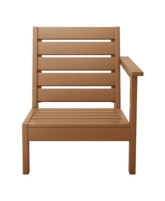 Outdoor Patio HDPE Right Arm Facing Sectional Teak Corner Club Chair with Patio Cushions