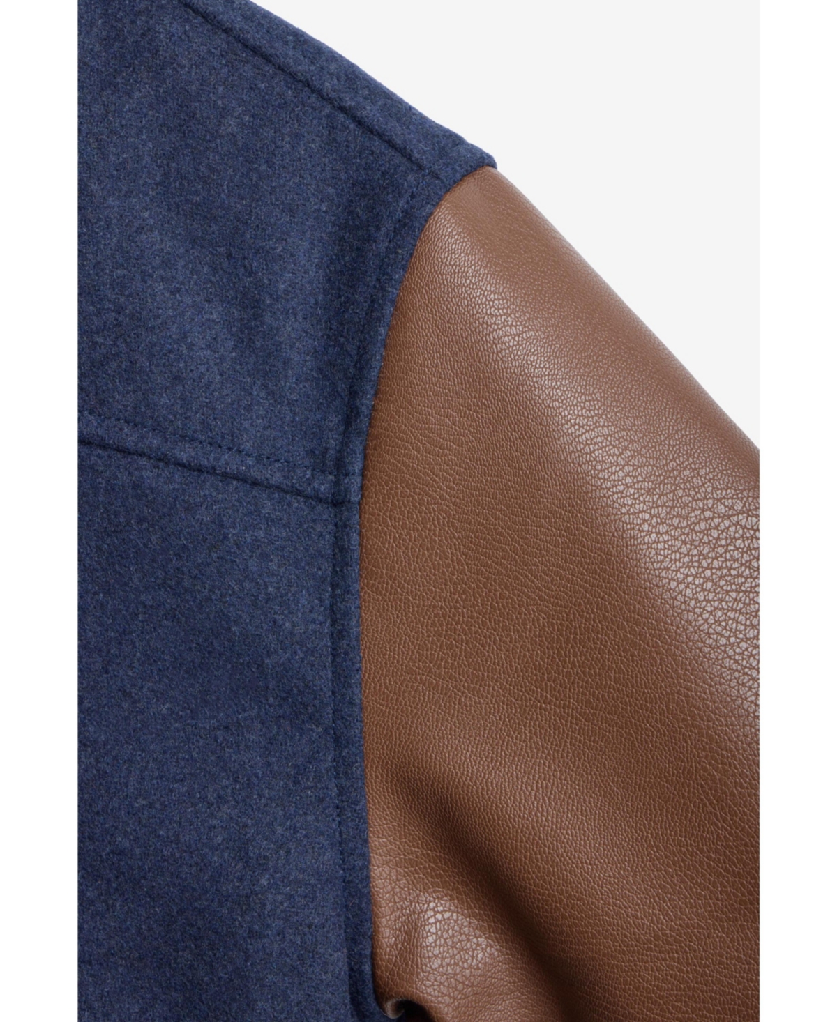X Ray Boys Wool Varsity Bomber Jacket With Grainy Pu Sleevees -brown