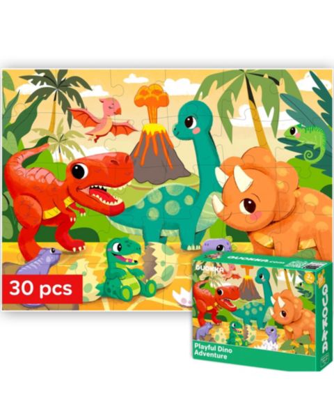 Детский пазл Quokka Solo Animal Large-Piece Floor 30-Piece Puzzle, Ages 3+, цвет: Dinosaurs
