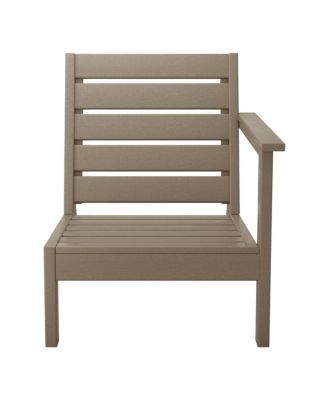 Outdoor Patio HDPE Right Arm Facing Sectional Weathered Wood Corner Club Chair with Patio Cushions