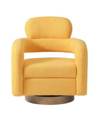 Mid-Century Modern Faux Sherpa Swivel Barrel Accent Chair (Set of 2)