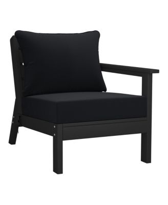 Outdoor Patio HDPE Right Arm Facing Sectional Black Corner Club Chair with Patio Cushions