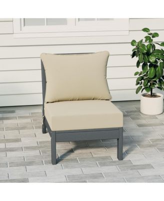 Outdoor HDPE Deep Seating Modular Armless Patio Gray Chair with Cushions